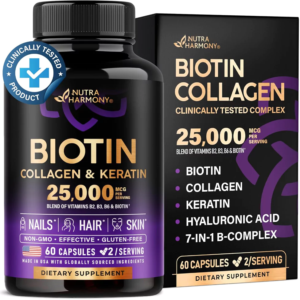 Biotin, Collagen, Keratin for Healthy Skin, Hair and Nails
