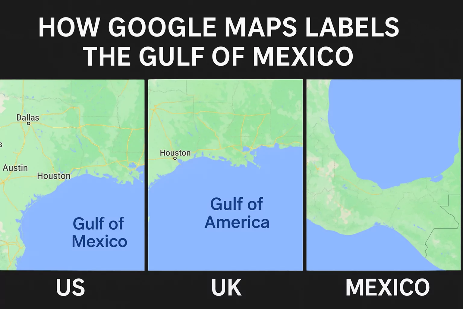 How Google Maps Labels The Gulf Of Mexico