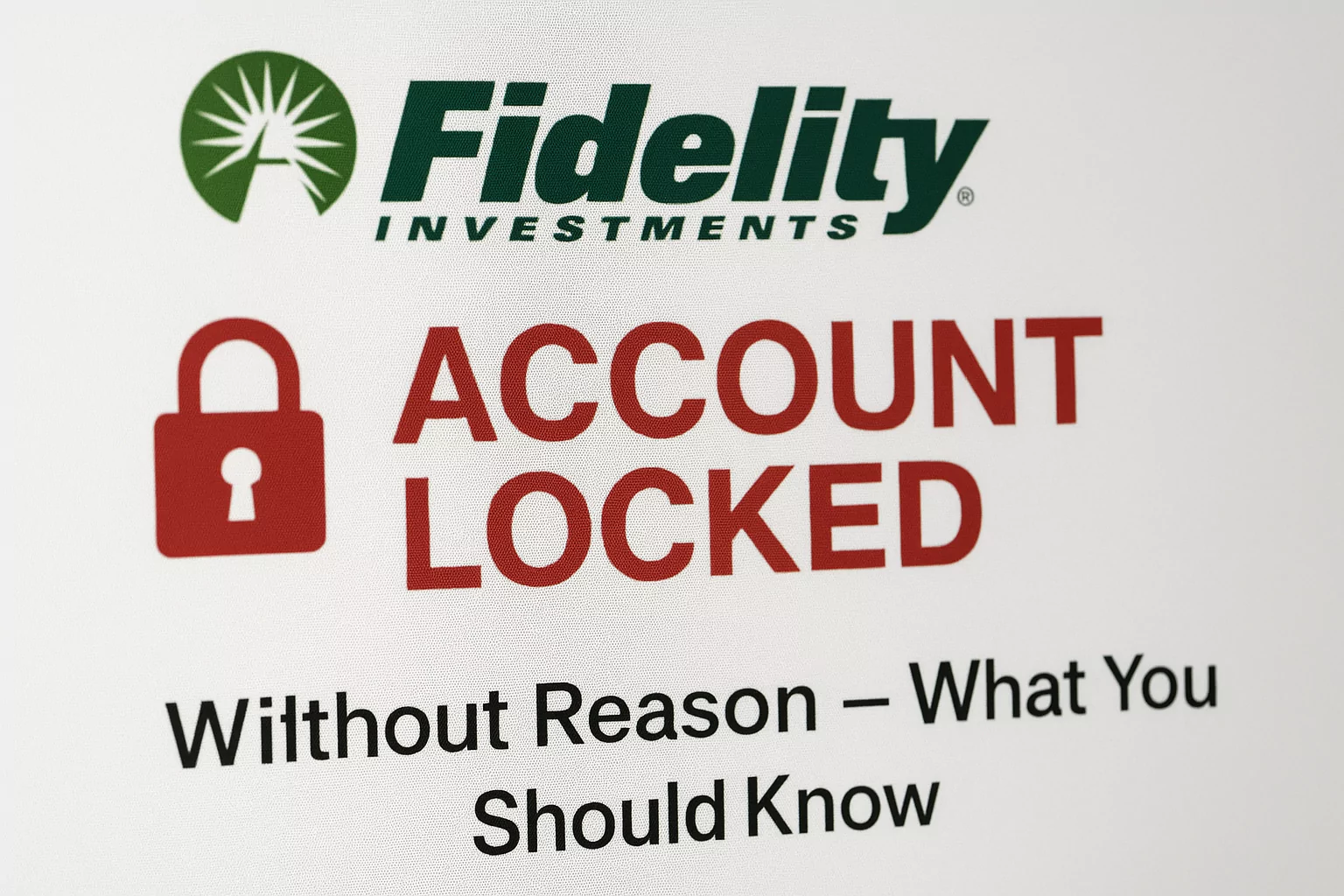 Fidelity Account Locked Without Reason