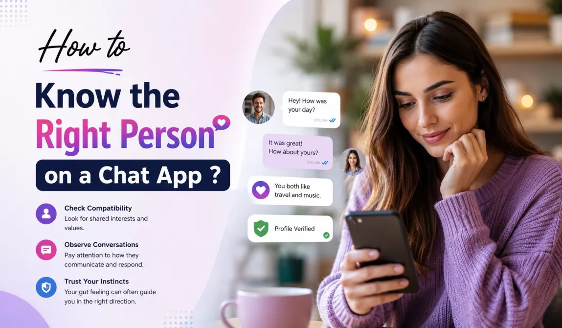 Chat apps connect millions of strangers every single day. However, not everyone behind a friendly profile has honest intentions. So, how do you know the right person on a chat app before you invest your time and trust? This guide breaks the process into clear, practical steps. You will learn the red flags to avoid and the green flags to look for. You will also discover the exact verification methods that protect you online. Quick Answer The right person on a chat app shows consistency between their words and actions. They agree to video calls, never ask for money, and show real curiosity about your life. Trust builds slowly through small, verifiable details, not through instant declarations of love. Why Knowing the Right Person Matters Online scams and fake profiles cost people money, time, and emotional energy every year. Meanwhile, chat apps also create genuine connections that lead to real friendships and relationships. Therefore, learning to spot the difference protects both your safety and your peace of mind. What Makes Someone "The Right Person" on a Chat App? The right person does more than say the right things. Instead, they consistently back their words with matching actions. Additionally, they respect your boundaries and never pressure you into anything uncomfortable. Three qualities define a trustworthy match: Consistency between what they say and what they do Openness to verification, like video calls or social profiles Genuine curiosity about you, not just themselves Red Flags That Signal the Wrong Person Before you invest more time, watch closely for these warning signs. They Avoid Video Calls A genuine person rarely hesitates to hop on a video call after a few days of chatting. Consequently, constant excuses, like broken cameras or bad lighting, should raise concern. They Rush Intimacy Too Fast Scammers often "love bomb" early. They call you their soulmate within days of meeting. Therefore, treat overly fast emotional intensity as a warning sign, not a compliment. They Ask for Money or Gifts This is the clearest red flag of all. Genuine matches never request cash, gift cards, or "investment opportunities." As a result, you should end contact immediately once money enters the conversation. Their Story Keeps Changing Pay close attention to small details over time. For instance, if their job, age, or location shifts between chats, something is clearly wrong. Their Photos Look Too Polished Professional, model-like photos with zero casual snapshots often signal a fake profile. Similarly, a quick reverse image search can reveal if the photos actually belong to someone else. Green Flags That Signal the Right Person On the other hand, genuine people show these behaviors naturally. They Communicate Consistently They reply within a reasonable time and keep a steady conversation rhythm. Their tone also stays the same across different days and topics. They Ask About You Too Real connection always runs both ways. Thus, they ask follow-up questions and actually remember what you told them earlier. They Are Patient The right person never pressures you to meet, share private details, or commit quickly. Instead, they let the relationship grow at its own natural pace. They Have a Verifiable Online Presence Genuine users usually have active social media, mutual friends, or tagged photos. In contrast, fake profiles typically show little to no digital footprint at all. Red Flags vs. Green Flags at a Glance Behavior Red Flag (Wrong Person) Green Flag (Right Person) Video calls Constantly avoids or delays Agrees without hesitation Emotional pace Rushes love and intimacy Builds trust gradually Money Asks for cash or gifts Never mentions finances Personal details Story keeps changing Stays consistent over time Online presence Little to no digital footprint Verifiable social profiles Curiosity Talks mostly about themselves Asks genuine questions about you How to Verify Someone's Identity Online Trust your gut, but always back it up with real verification steps. Run a reverse image search on their profile photos using Google Images or TinEye. Request a video call early in the conversation, ideally within the first week. Check their social media for consistency across different platforms. Ask specific questions about daily life, then notice if the answers stay consistent later. Search their name alongside words like "scam" to check for existing warnings. Use Built-In Safety Features on Chat Apps Most modern chat apps now offer built-in safety tools. For example, look for verified badges, in-app video chat, or photo verification prompts. Additionally, many apps let you report or block suspicious accounts instantly. Therefore, always enable these features before you start chatting with someone new. Smart Questions to Ask on a Chat App Good questions reveal character far faster than casual small talk. Try asking: What does a normal day look like for you? What are you actually hoping to find here? What is a recent mistake you learned from? How do you usually handle disagreements? Pay attention not just to their answers, but also to how quickly and thoughtfully they respond. Trust Your Instincts, But Verify Too Your gut feeling matters more than you might think. If something feels off, it usually is. Nevertheless, instinct alone is not enough. Pair it with the verification steps above for a complete, reliable picture. Safety Tips Before Meeting in Person Once you feel confident, take these precautions before any face-to-face meeting. Meet in a public place for the first time. Tell a friend or family member your exact plans. Share your live location during the meeting. Arrange your own separate transportation. Keep the first meeting relatively short. Common Mistakes People Make Even careful users fall into predictable traps. First, they ignore obvious red flags because the attention feels good. Second, they skip video verification simply out of politeness. Finally, they share personal or financial details far too soon. Frequently Asked Questions How long should you chat before meeting someone in person? Generally, two to four weeks of chatting plus one video call gives you enough insight before meeting in person. What is the biggest red flag on a chat app? Requests for money or gift cards remain the biggest red flag. No genuine connection asks for financial help early in the relationship. Can you trust someone who refuses video calls? Not fully. Occasional shyness is understandable, but a consistent refusal to video call after several weeks signals a serious problem. How do you know if someone is genuinely interested in you? They ask questions, remember small details, and stay consistent over time. Genuine interest shows up clearly in actions, not just in words. Final Thoughts How to Know the Right Person on a Chat App